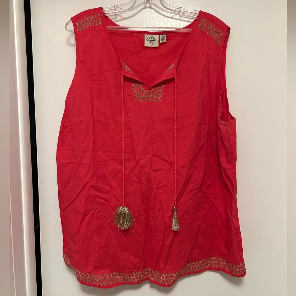 Hot Pink Sleeveless Top with Gold Accents